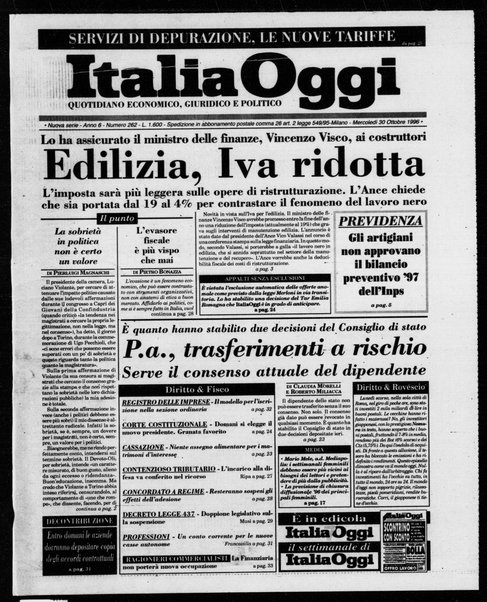 Italia oggi : quotidiano di economia finanza e politica